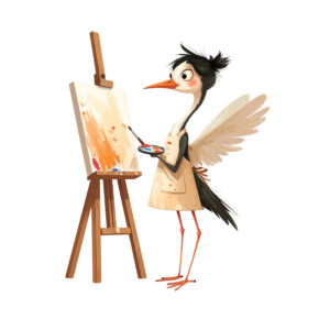 Whimsical Stork Printed Card Set of 7