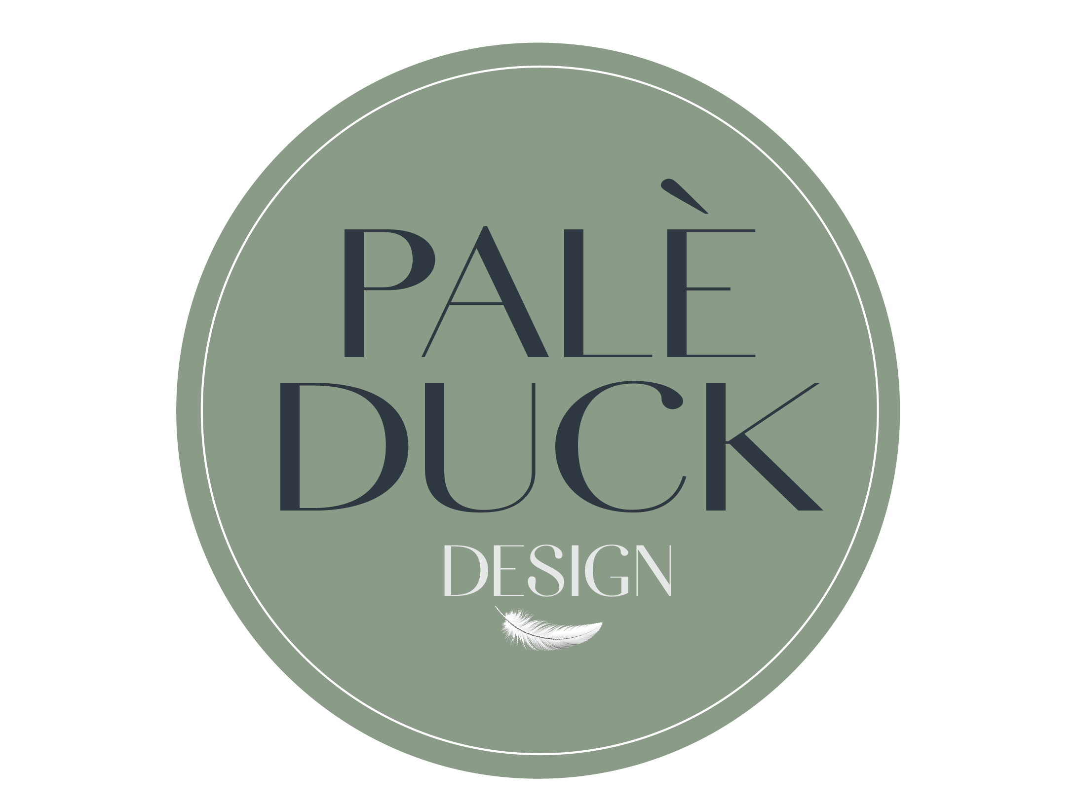 Circular Pale Duck Design logo with brand name and white duck feather icon