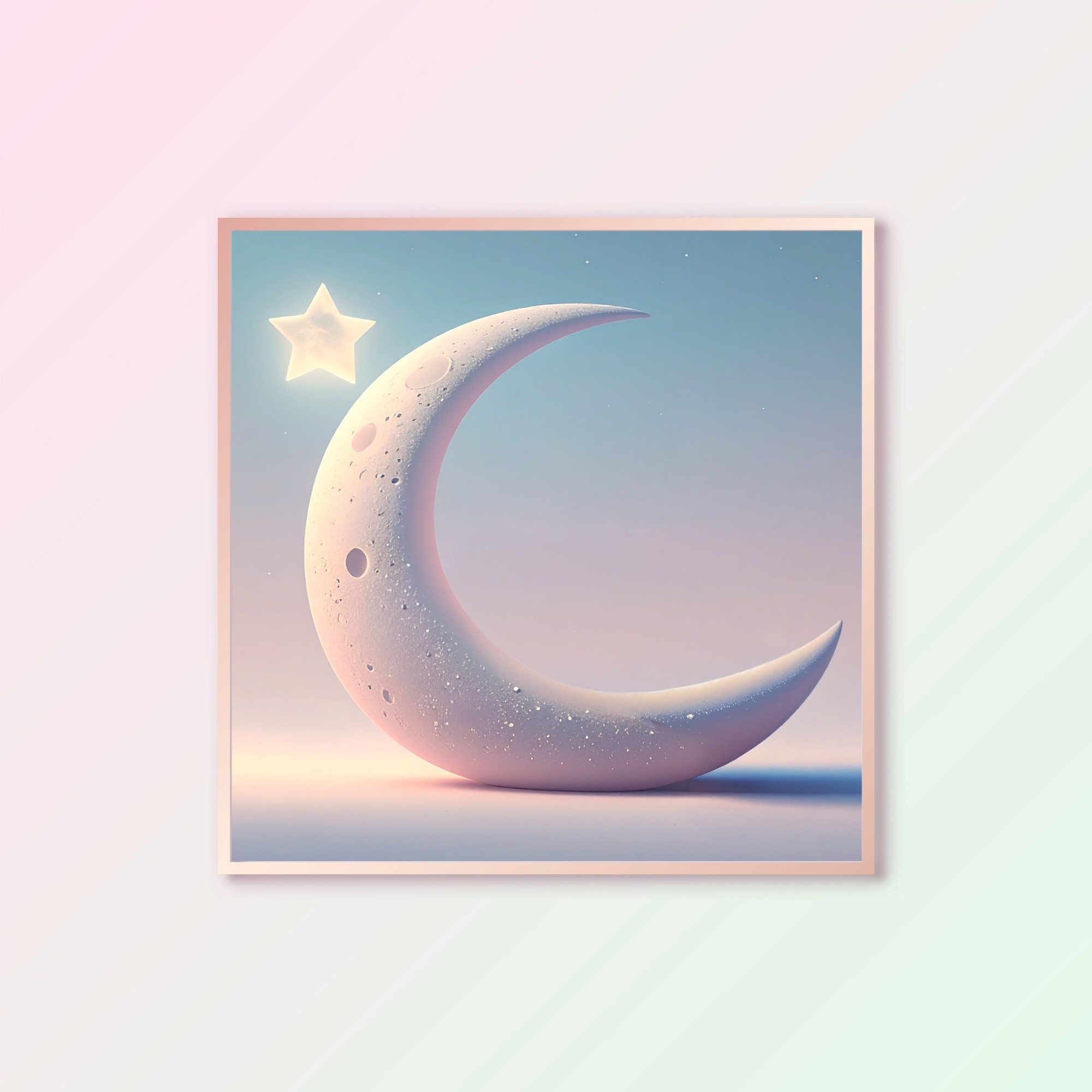 Pastel Crescent Moon and Star Nursery Wall Art - Image 2