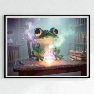 Library Wizard Frog Wall Art